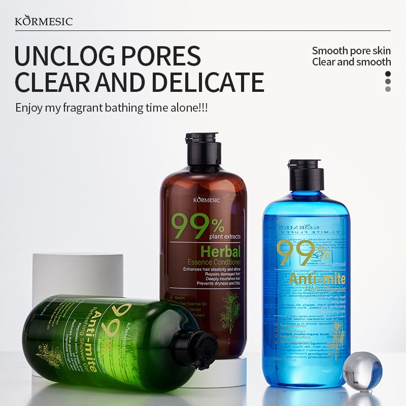 KORMESIC Anti-Mite Shampoo Conditioner Shower Gel Set Anti-Dandruff Scalp Care Refreshing Body Wash Wholesale OEM/ODM - Image 2