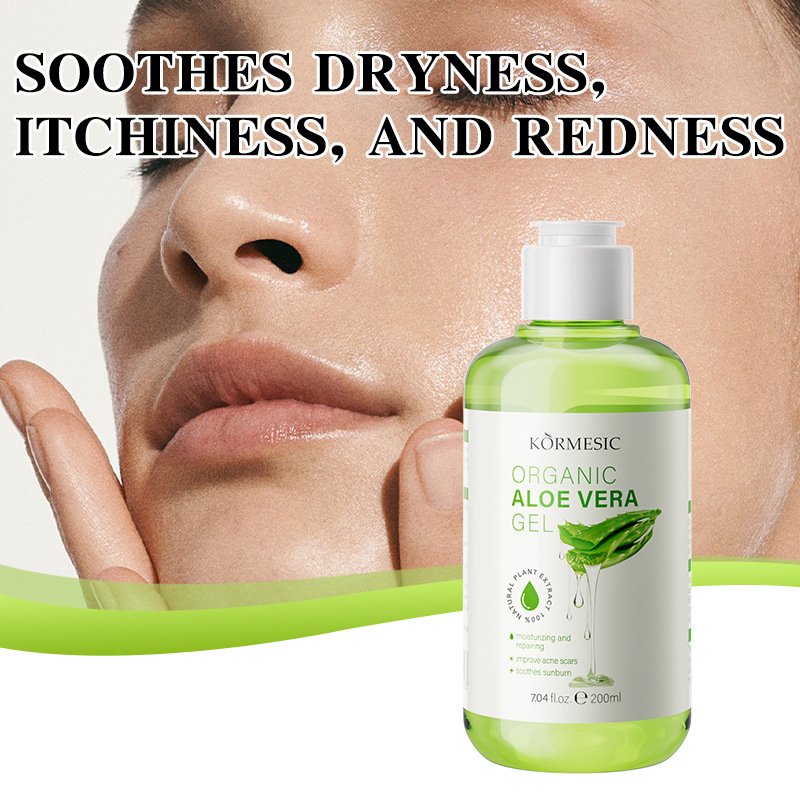 KORMESIC Organic Aloe Vera Gel 200ml Soothing & Repairing Hydrating Body Lotion After Sun Care Face Gel Wholesale & OEM - Image 2