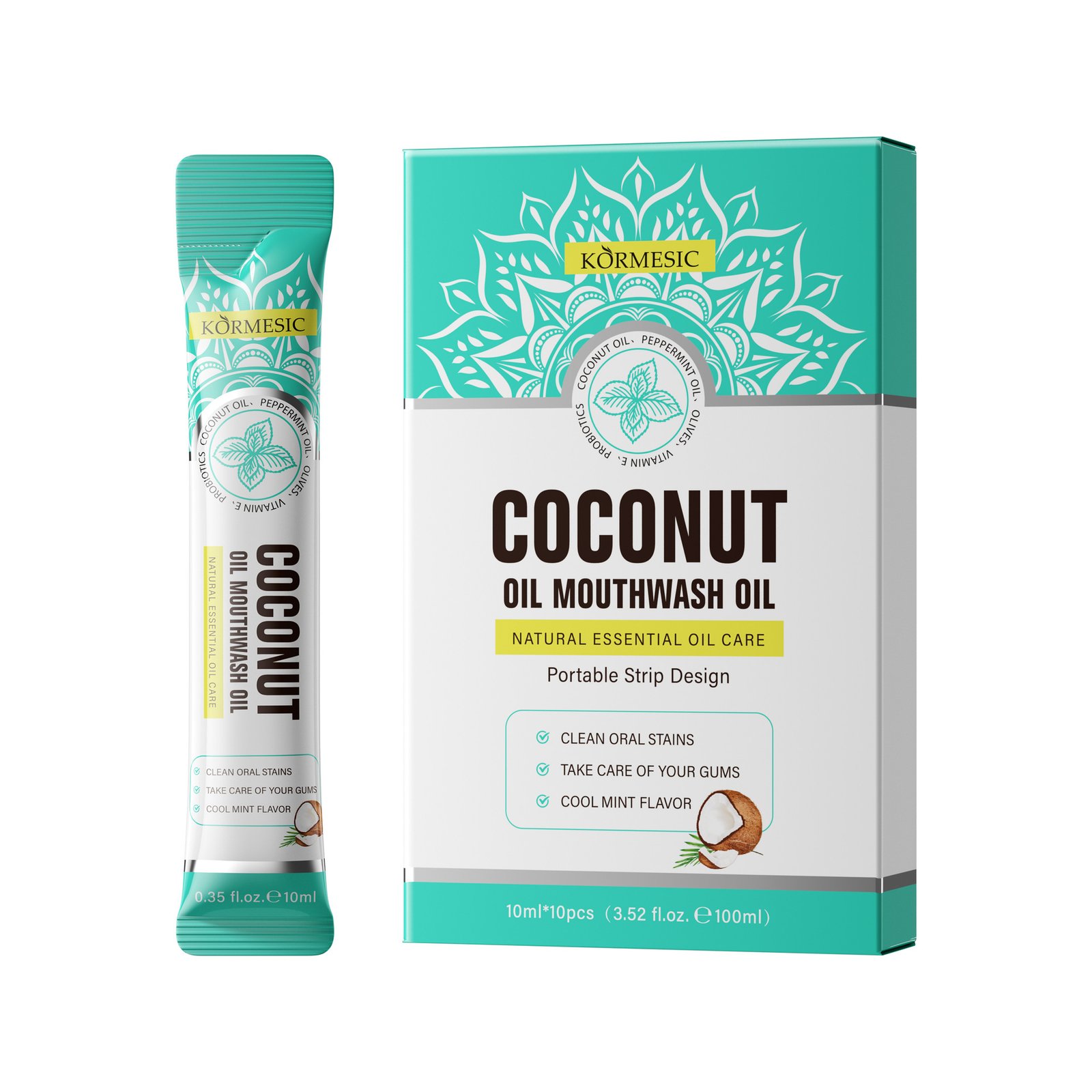 KORMESIC Natural Coconut Oil Mouthwash Oil Pulling Teeth Whitening & Oral Care Portable Packets & Bottled Kit Wholesale OEM/ODM - Image 8